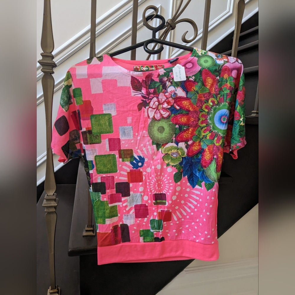 Desigual pink and multicolour top